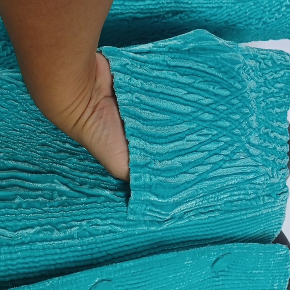 Rhonda Stark Textured Velvet Turquoise  Blazer - Size M, vintage, stretchy - Picture 3 of 6